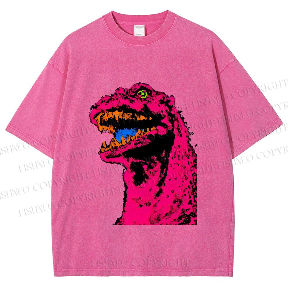 Unisex Neon Roar Vintage Printed Washed Tee
