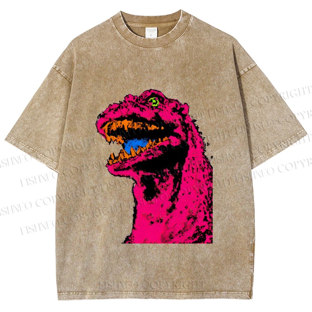 Unisex Neon Roar Vintage Printed Washed Tee