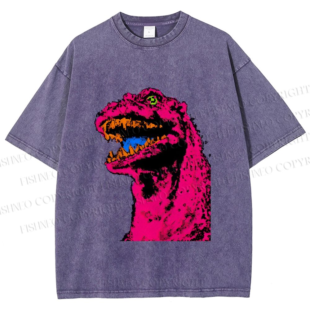 Unisex Neon Roar Vintage Printed Washed Tee