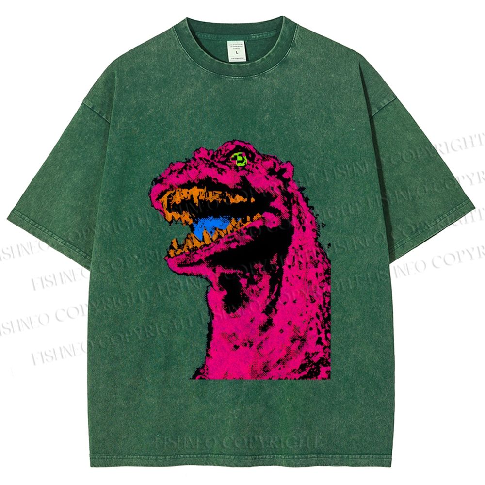 Unisex Neon Roar Vintage Printed Washed Tee
