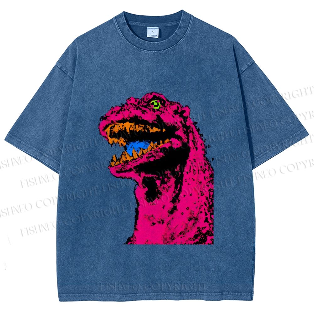 Unisex Neon Roar Vintage Printed Washed Tee