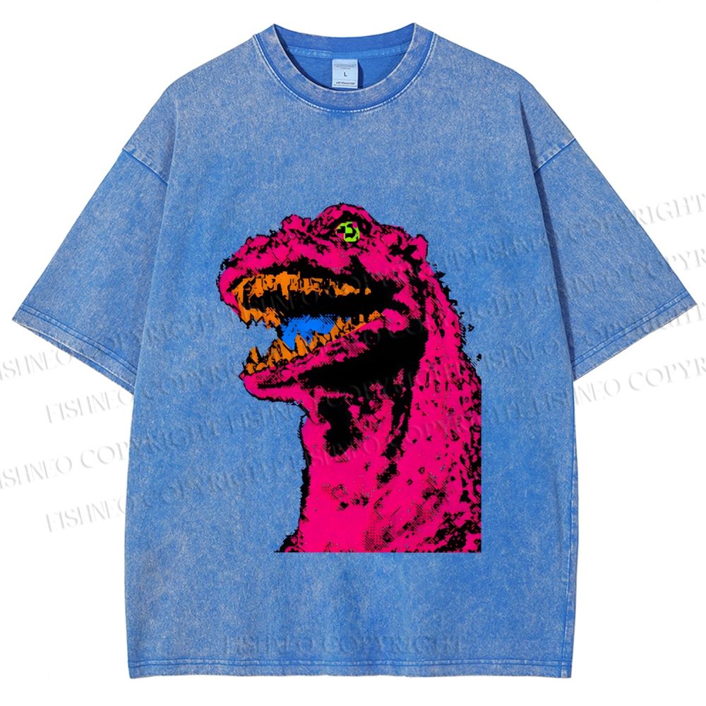 Unisex Neon Roar Vintage Printed Washed Tee
