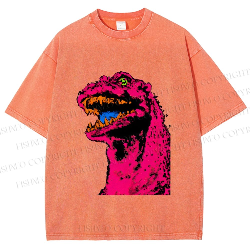 Unisex Neon Roar Vintage Printed Washed Tee
