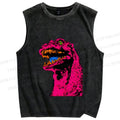Unisex Neon Roar Vintage Printed Washed Tank Top