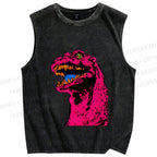 Unisex Neon Roar Vintage Printed Washed Tank Top