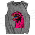 Unisex Neon Roar Vintage Printed Washed Tank Top
