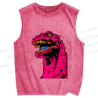 Unisex Neon Roar Vintage Printed Washed Tank Top