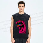 Unisex Neon Roar Vintage Printed Washed Tank Top