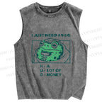 Unisex Funny Frog I Just Need A Hug Printed Washed Tank Top