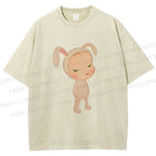 Unisex Nara Michiko Rabbit Ear Girl Printed Washed Tee