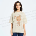 Unisex Nara Michiko Rabbit Ear Girl Printed Washed Tee