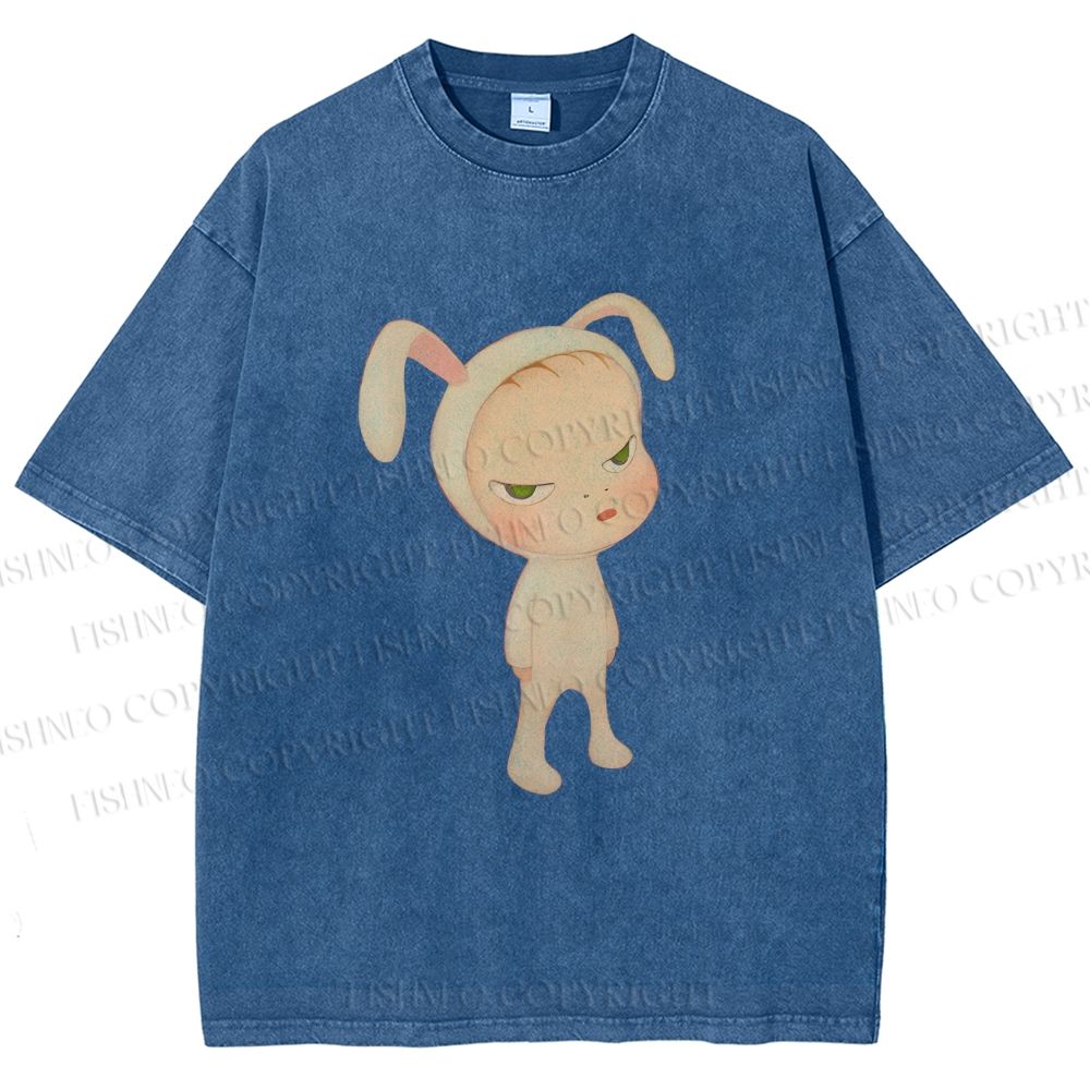 Unisex Nara Michiko Rabbit Ear Girl Printed Washed Tee