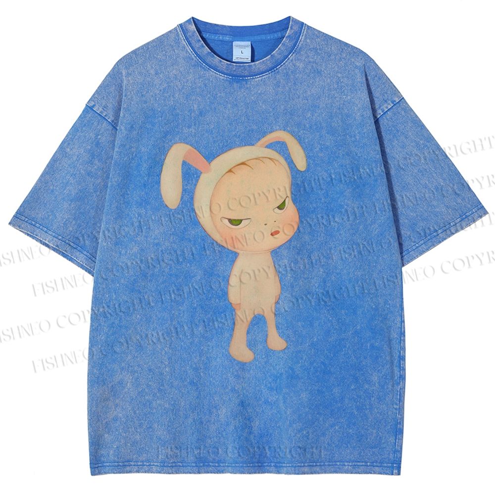 Unisex Nara Michiko Rabbit Ear Girl Printed Washed Tee