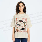 Unisex Cats Playing Balls of Yarn Printed Washed Tee