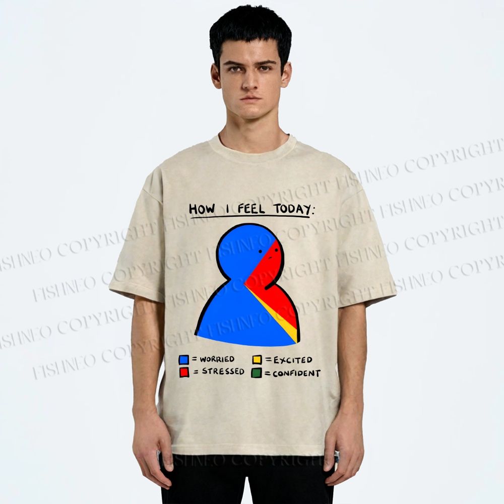 Unisex How I Feel Today Funny Graffiti Printed Washed Tee