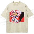 Unisex Flowers in Cigarette Box Seize the day Printed Washed Tee