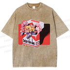 Unisex Flowers in Cigarette Box Seize the day Printed Washed Tee
