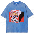 Unisex Flowers in Cigarette Box Seize the day Printed Washed Tee
