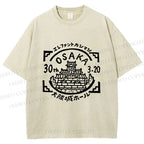 Unisex Japanese Osaka Graffiti Printed Washed Tee