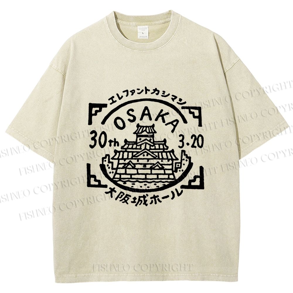 Unisex Japanese Osaka Graffiti Printed Washed Tee