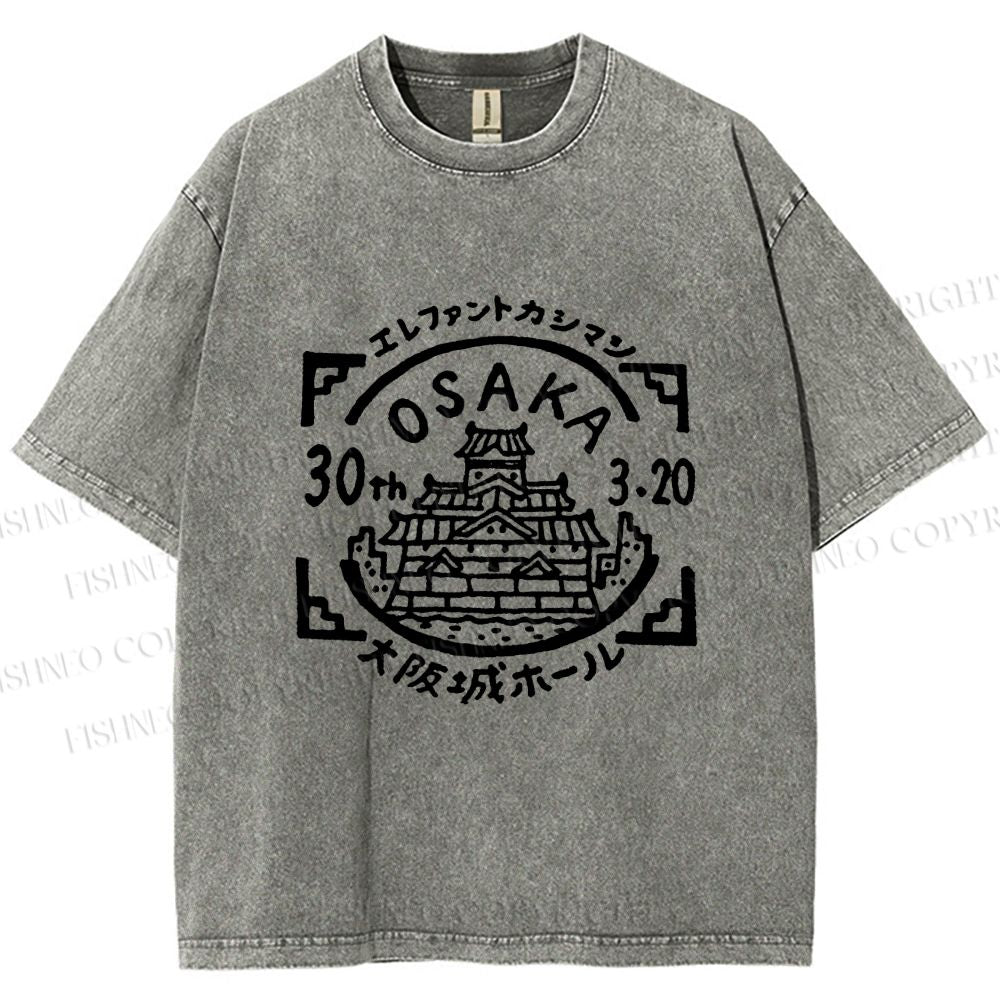 Unisex Japanese Osaka Graffiti Printed Washed Tee