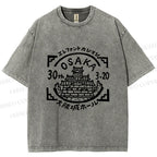 Unisex Japanese Osaka Graffiti Printed Washed Tee