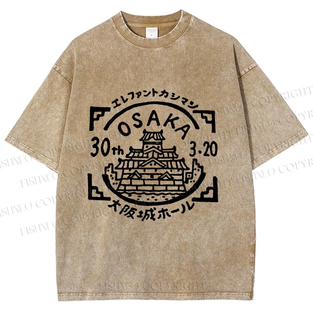 Unisex Japanese Osaka Graffiti Printed Washed Tee