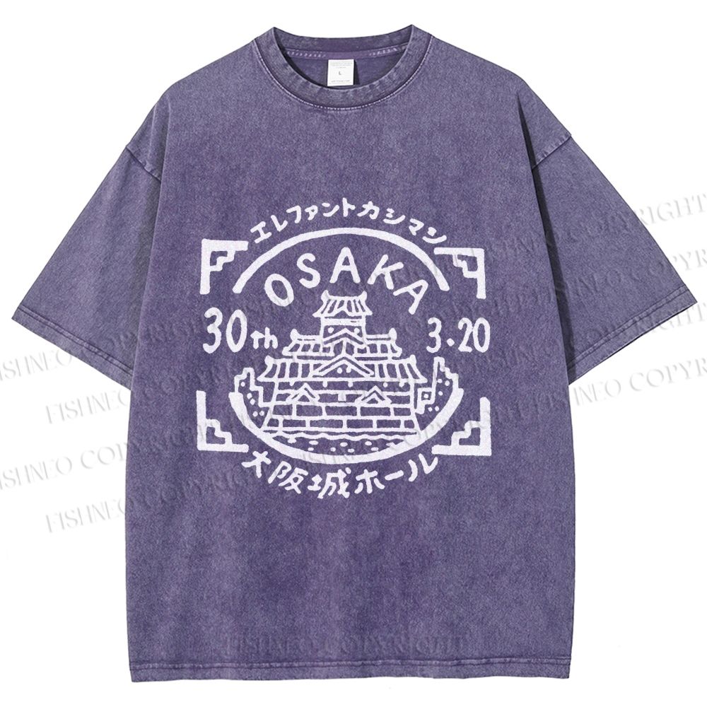 Unisex Japanese Osaka Graffiti Printed Washed Tee