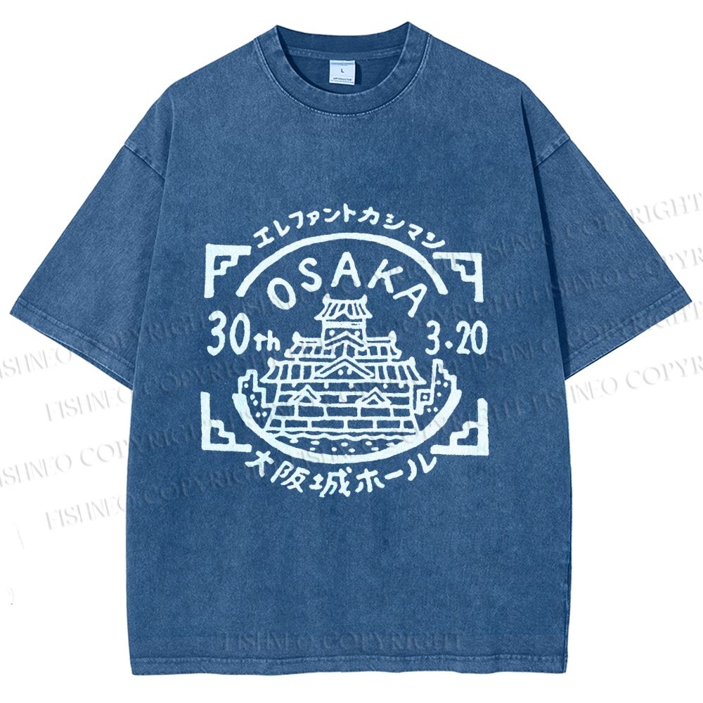 Unisex Japanese Osaka Graffiti Printed Washed Tee