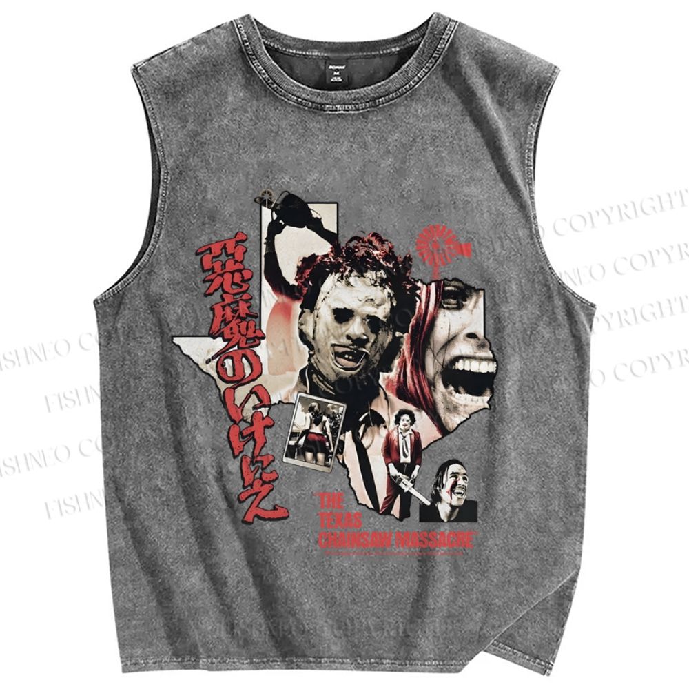 Unisex The Texas Chain Saw Massacre Japanese Poster Printed Washed Tank Top