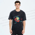 Unisex Samurai Frog Printed Washed Tee