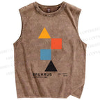 Unisex Bauhaus Colored Geometry Printed Washed Tank Top