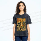 Unisex Japanese Sushi Cat Printed Washed Tee