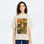 Unisex Japanese Sushi Cat Printed Washed Tee