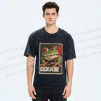 Unisex Vintage Frog Printed Washed Tee