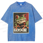 Unisex Vintage Frog Printed Washed Tee