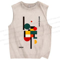 Unisex Bauhaus Geometry Printed Washed Tank Top