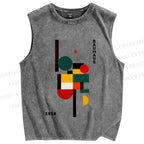 Unisex Bauhaus Geometry Printed Washed Tank Top
