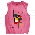Unisex Bauhaus Geometry Printed Washed Tank Top