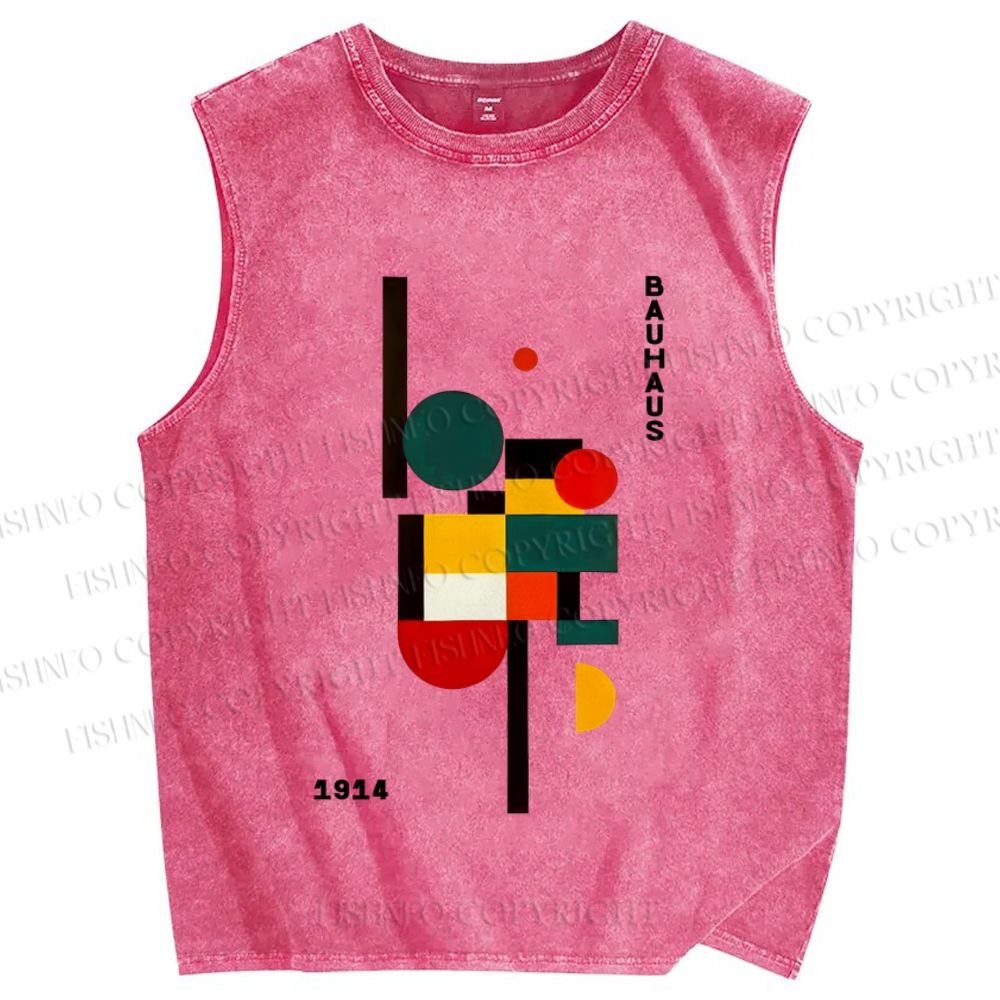 Unisex Bauhaus Geometry Printed Washed Tank Top