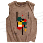 Unisex Bauhaus Geometry Printed Washed Tank Top