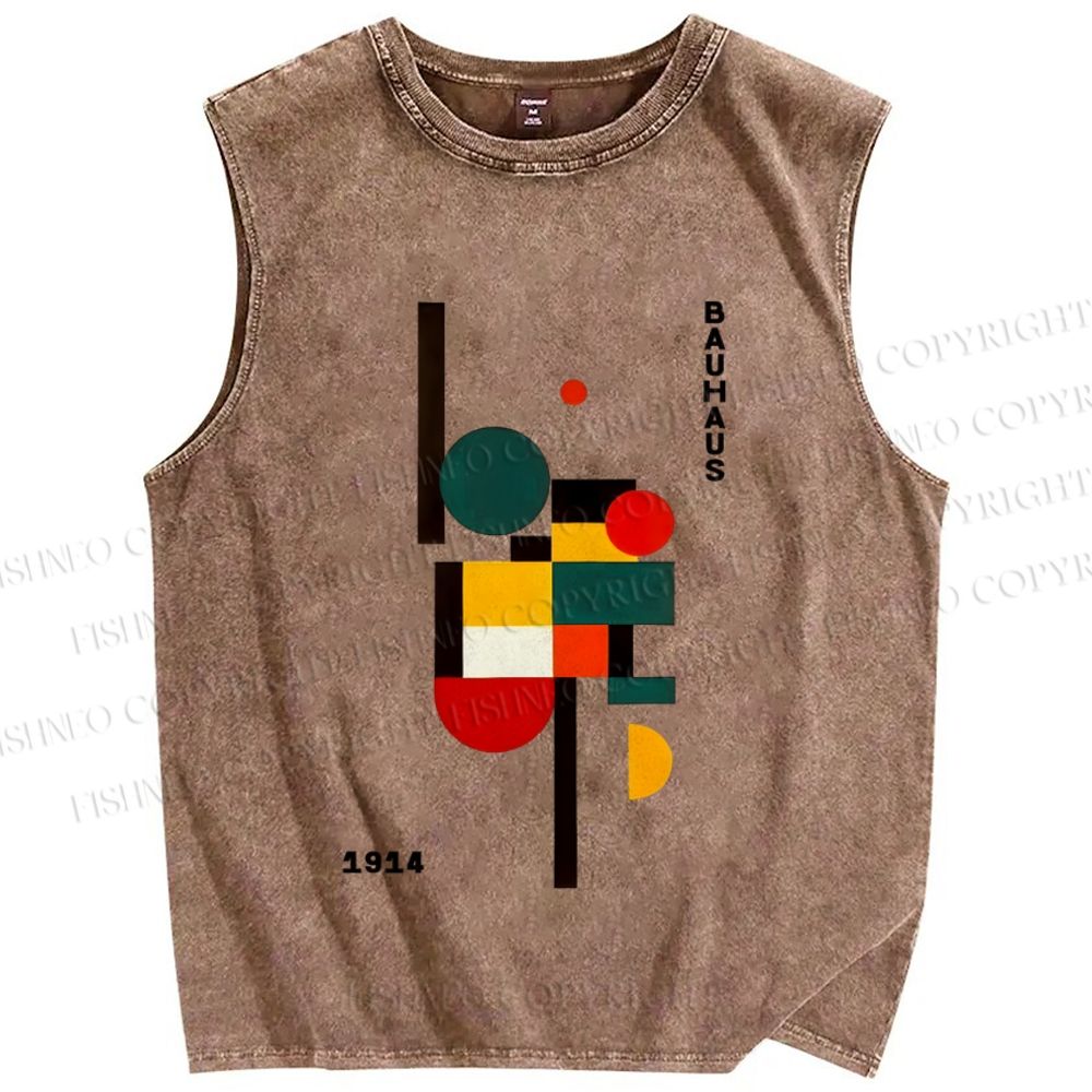 Unisex Bauhaus Geometry Printed Washed Tank Top