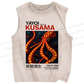 Unisex Yayoi Kusama Octopus Printed Washed Tank Top