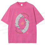Unisex Rats With Star Printed Washed Tee