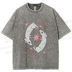 Unisex Rats With Star Printed Washed Tee