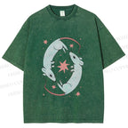 Unisex Rats With Star Printed Washed Tee