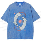 Unisex Rats With Star Printed Washed Tee