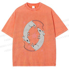 Unisex Rats With Star Printed Washed Tee