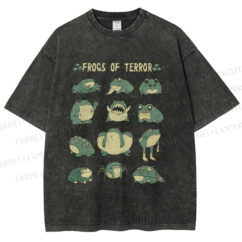 Unisex Frogs Of Terror Printed Washed Tee