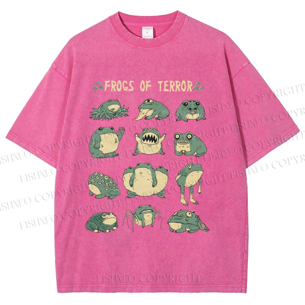 Unisex Frogs Of Terror Printed Washed Tee